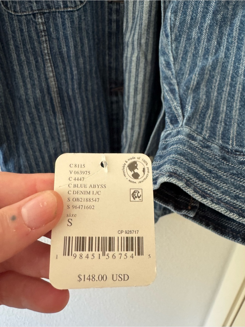 Free People Striped Denim Jacket in Medium Blue - Picture 2 of 3